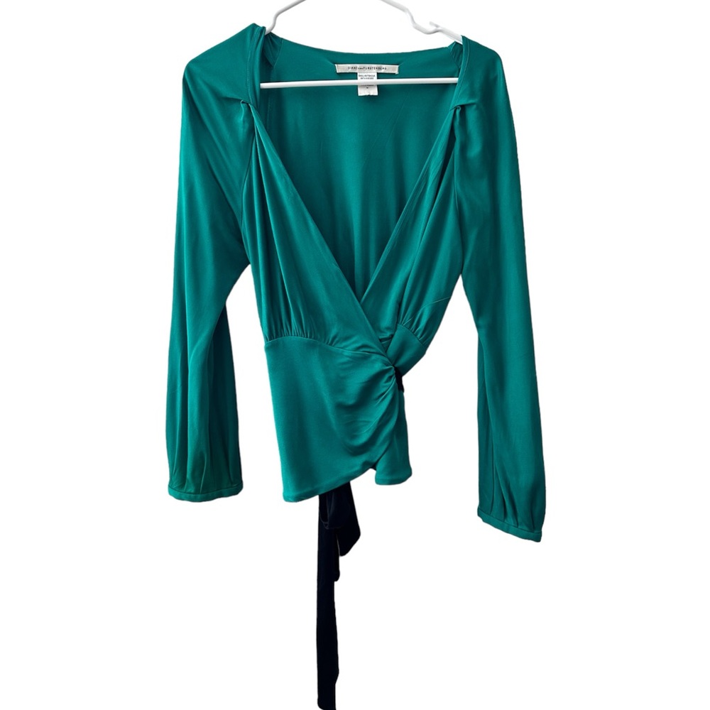 DVF green wrap blouse